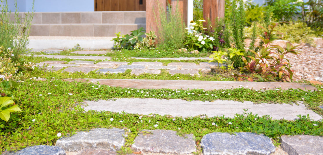 緑のアプローチが楽しめるお庭ができました ブログ 外構工事 ガーデンエクステリアのことならestina エスティナ 岡崎へ